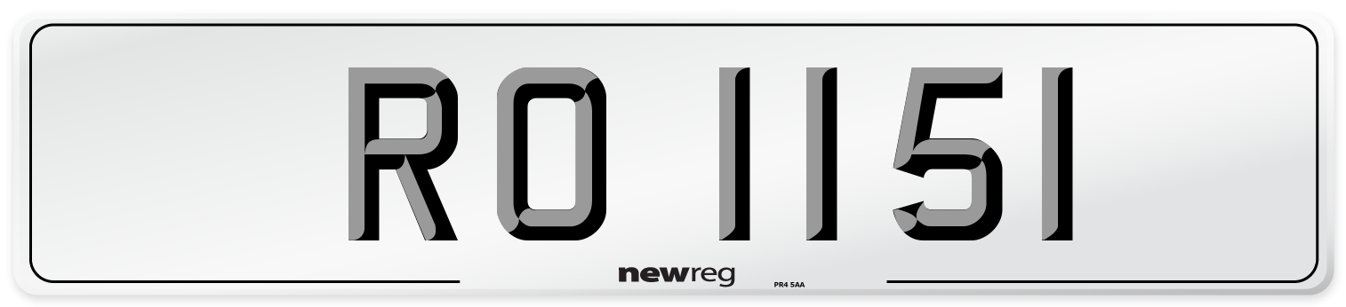 RO 1151 Number Plate from New Reg